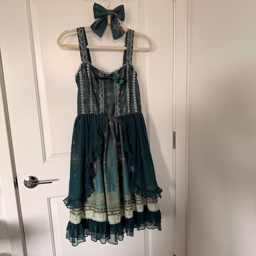 Lolita Jumper Dress Celestial Palace Green EGL Lace Japanese Fashion JFashion